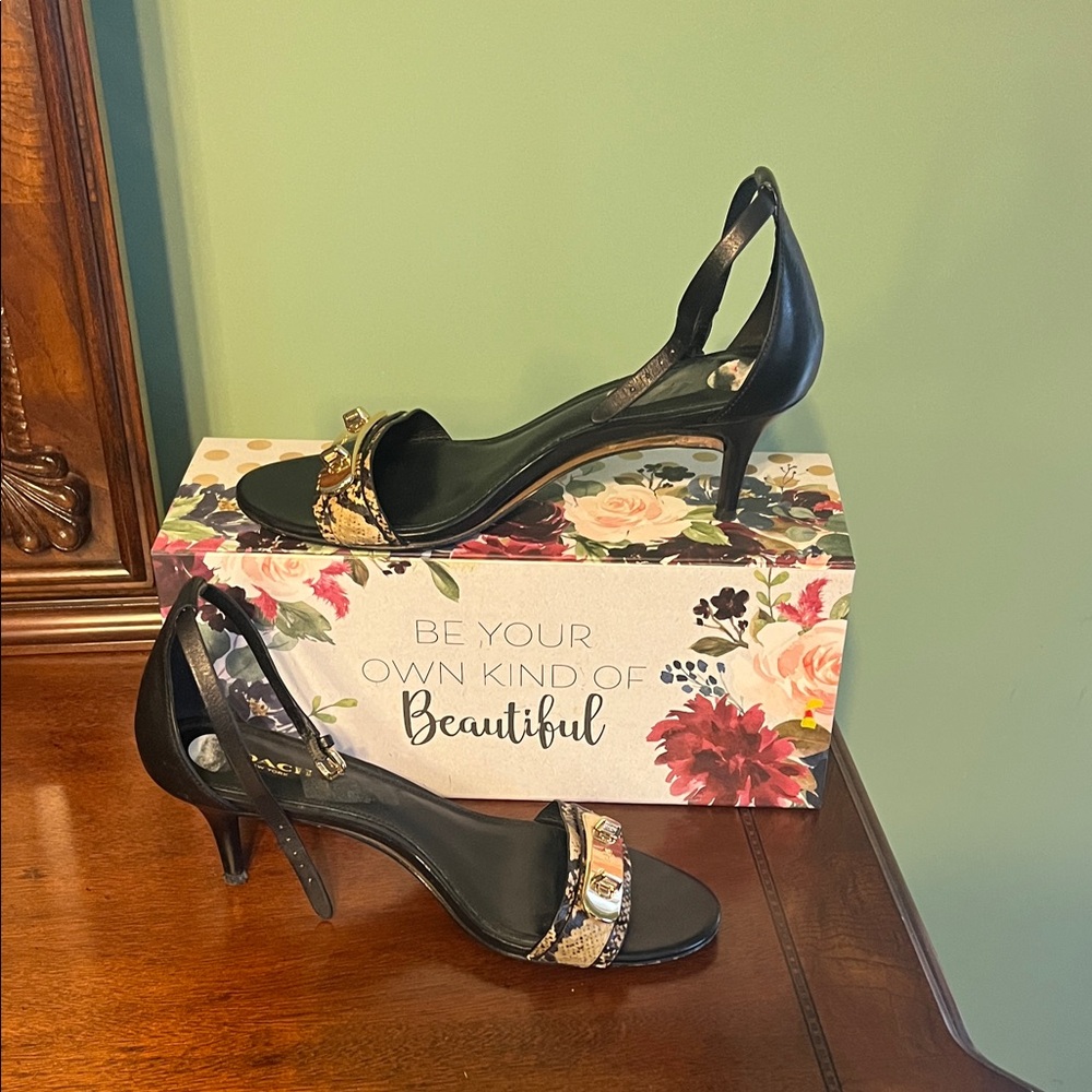 Coach New York Marcella Ankle Strap Kitten Heel Sandals., Size 8B